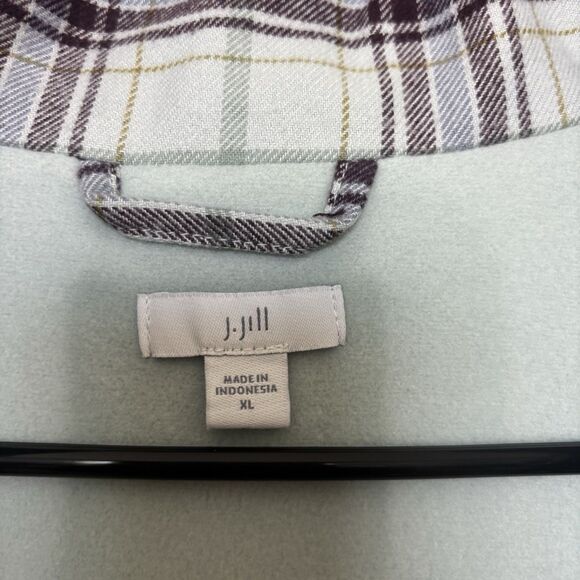J.JILL Light Blue Plaid Flannel Fleece Lined Puffer Vest Size XL - Women's - Picture 5 of 8